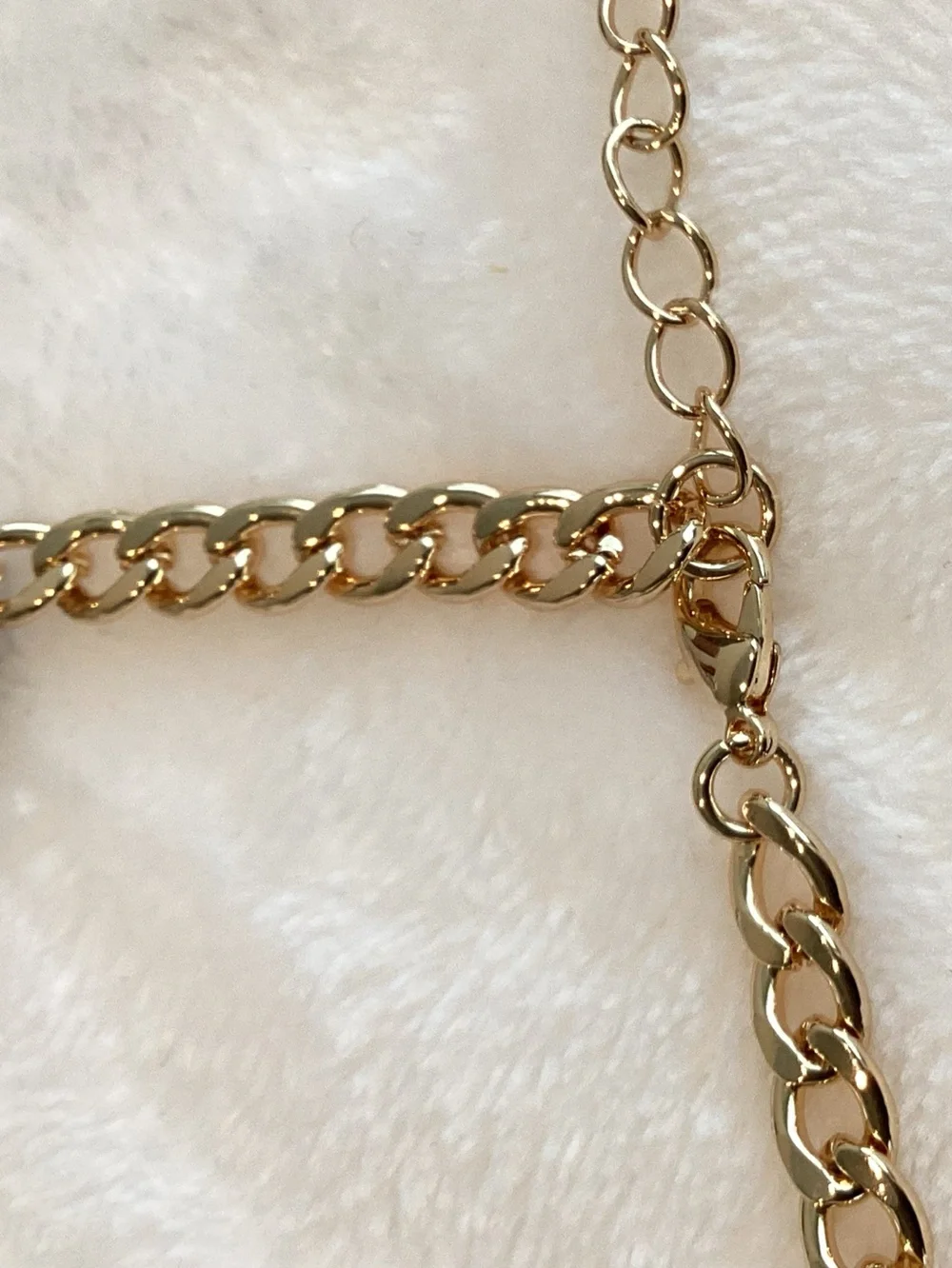 Anthropologie Gold Plated Chain Necklace Bezel Stone Two Tone Chunky New CZ 16”